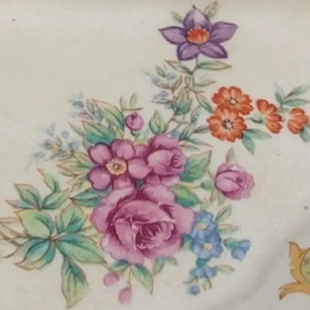 Vintage Made In Japan Floral Fine China Hand Painted Divided Plate Dish w Handle